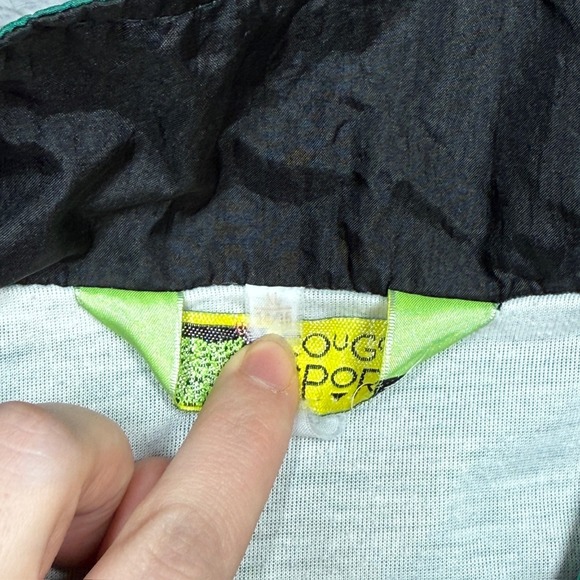 Vintage Windbreaker Jacket Women Medium Green Purple Yellow Cougar Sport 90s - Picture 6 of 12